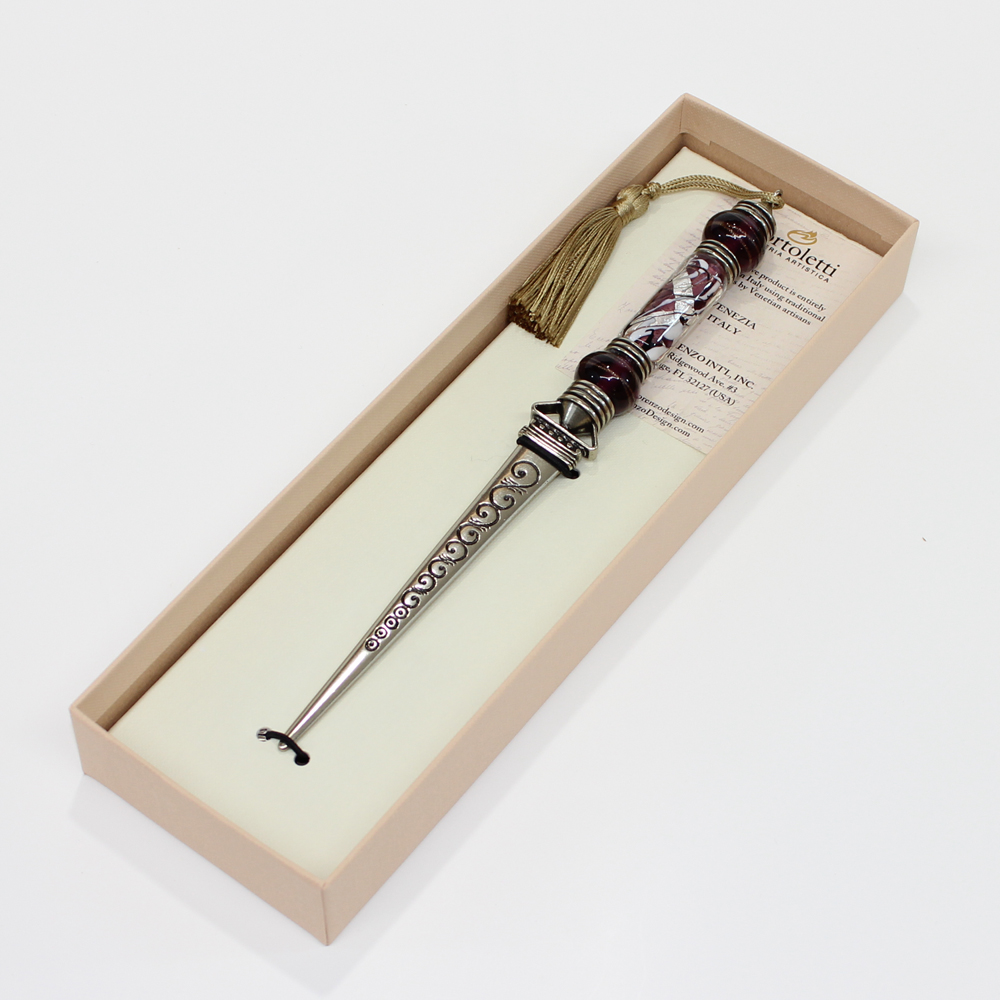 Letter Opener in Murano Glass with Silver Leaf