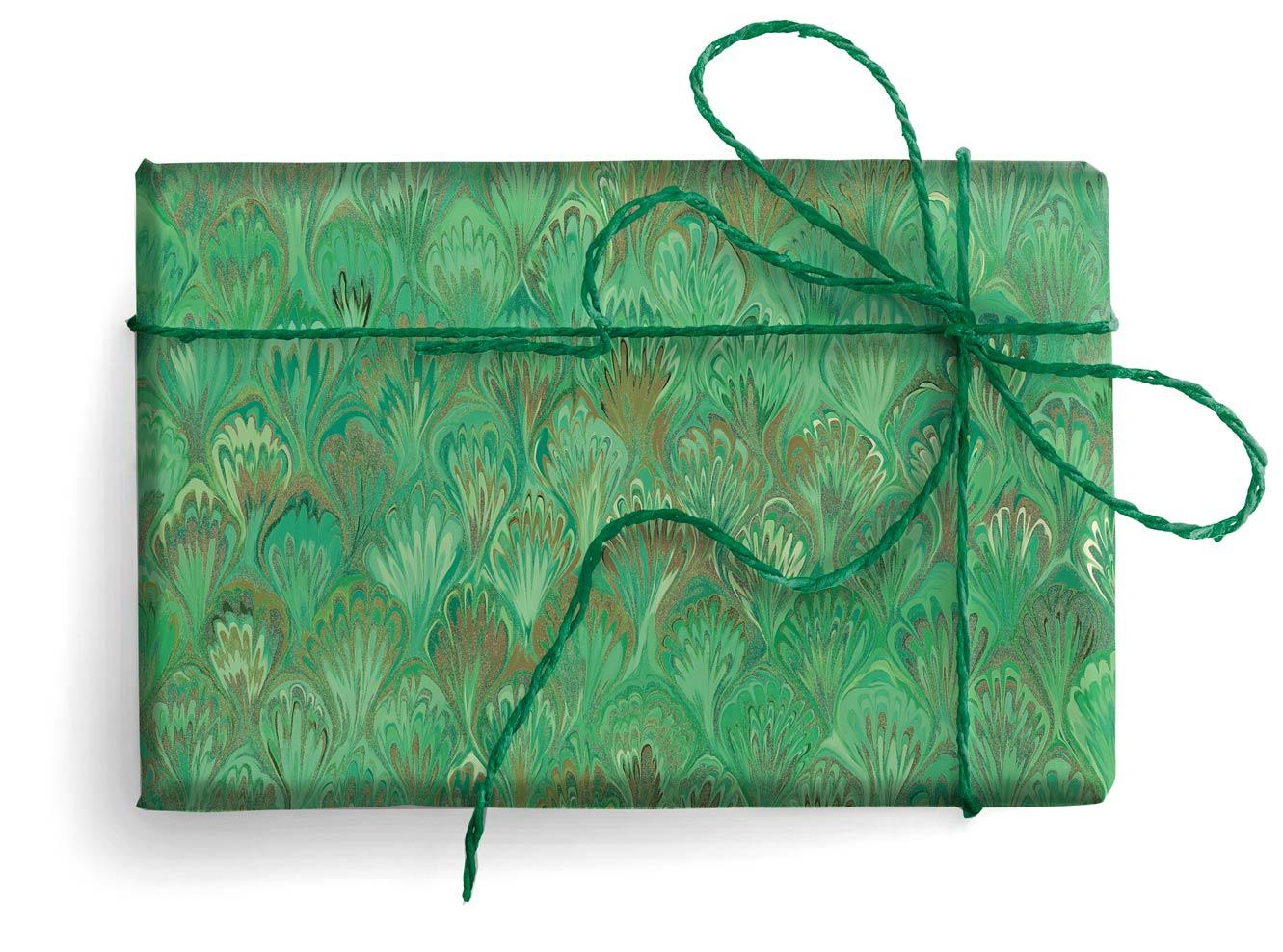 Green Sapphire Marble Wrapping Paper, 2 Sheets 20x27