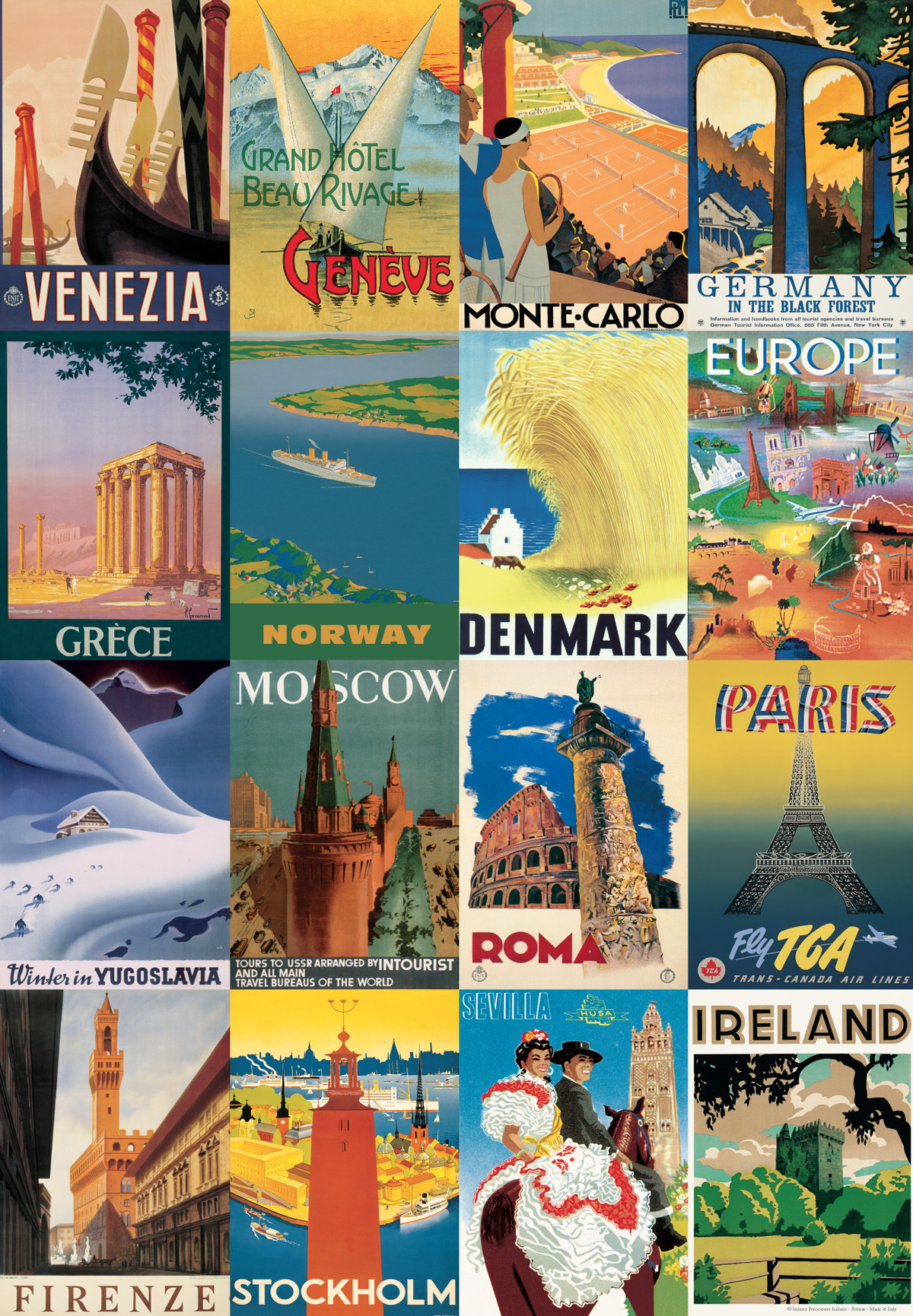 vintage travel poster collage