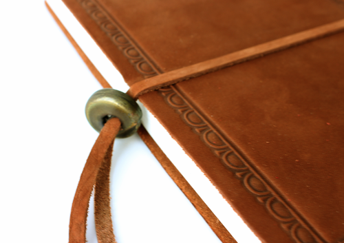Detail of brown notebook